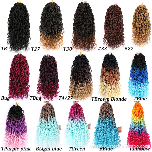 Wholesale Faux Gypsy Locs Hair Deep Wave Braiding Hair With Curly Ends Crochet Goddess Locs Synthetic Braids Hair For Woman